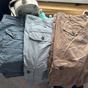 American Eagle Outfitters Men’s Cargo Shorts - Dark Gray, Light Gray, Brown